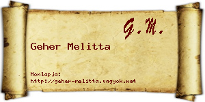 Geher Melitta névjegykártya